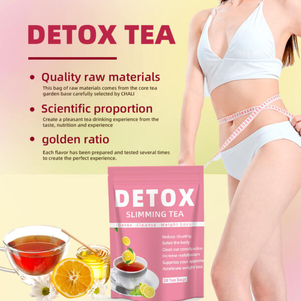 Herbal Slimming Detox Tea | Natural Weight Loss and Detox Tea | 28 Tea Bags, Pink Packaging, for Slimming and Body Shaping