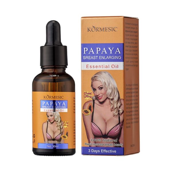 Kormesic Papaya Breast Enlarging Oil | Natural Blend with Papaya Extract | 30ml Bottle | For Firm and Fuller Breasts